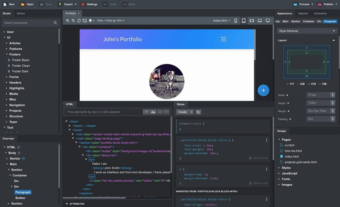 Bootstrap Studio close-up 2
