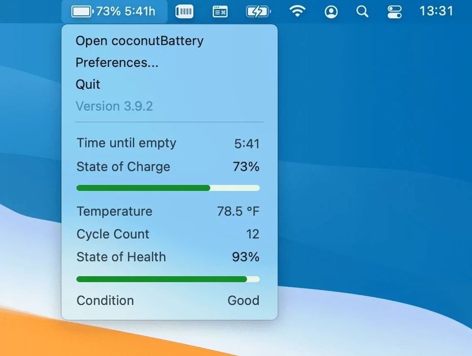 coconutBattery Plus visual 1 coconutbattery plus macos free — first screen
