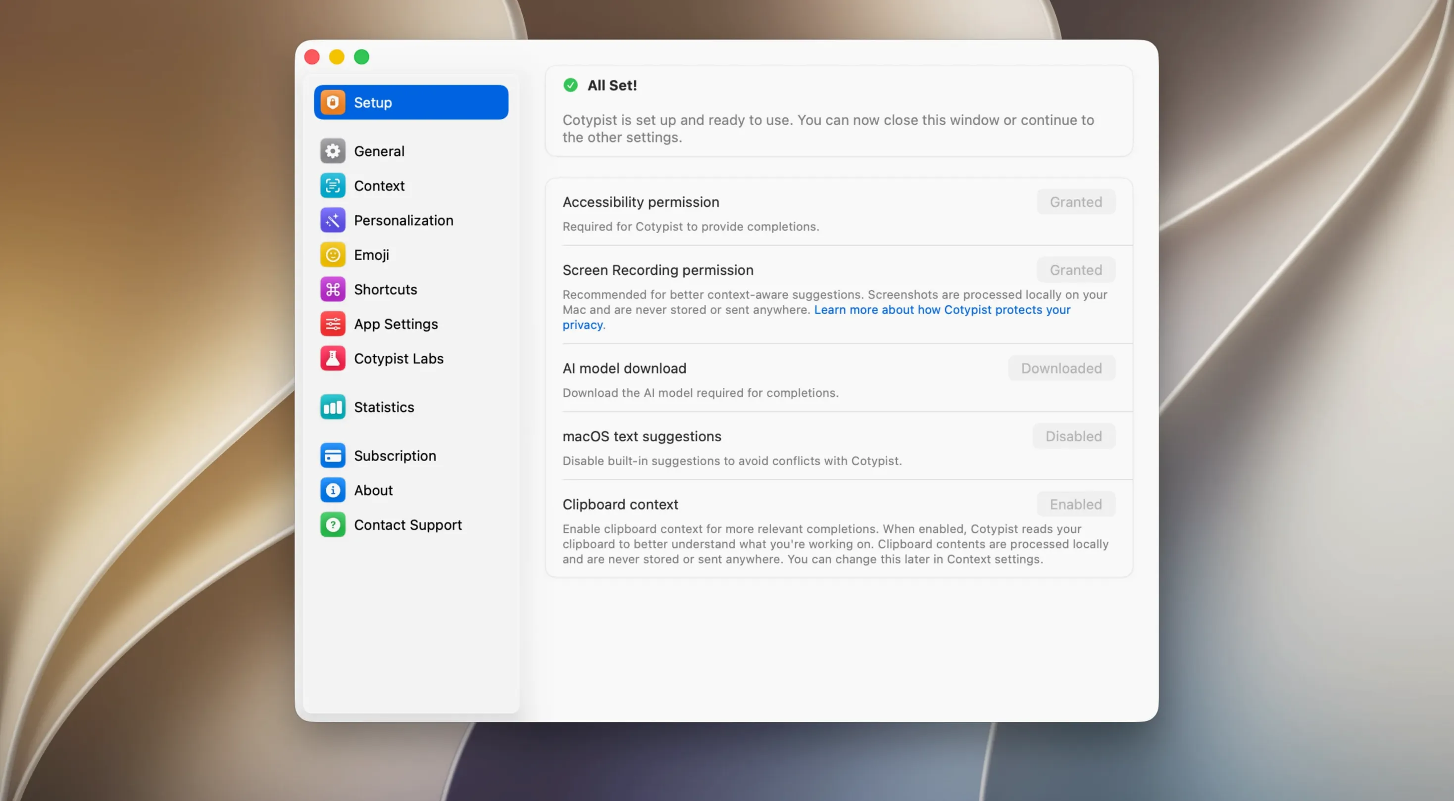 cotypist torrent macos — first screen