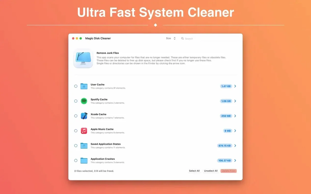 Magic Disk Cleaner — glimpse 1 magic disk cleaner — first screen