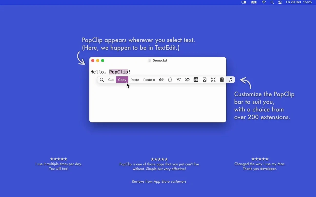 PopClip visual 1 Overview of PopClip — popclip mac free