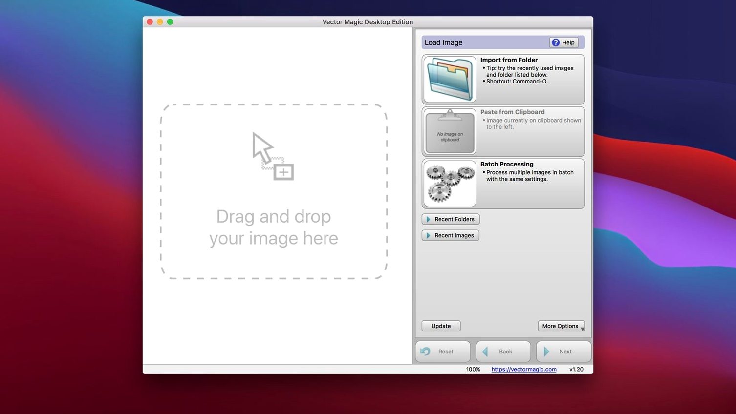 Vector Magic — glimpse 1 vector magic macos — first screen